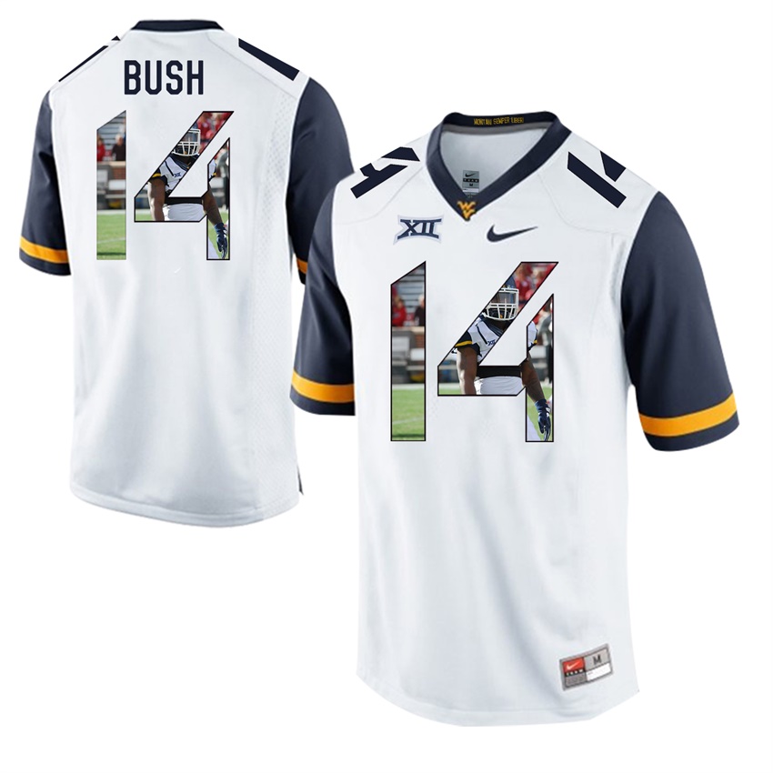 west virginia mountaineers white tevin bush college football player portrait jersey