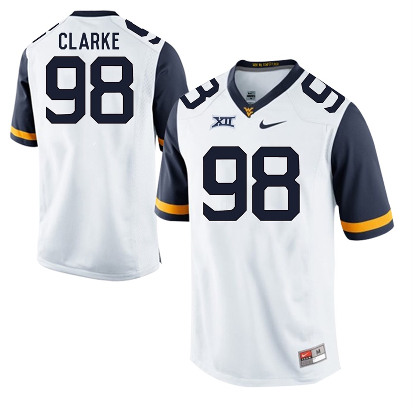 west virginia mountaineers white will clarke college football jersey