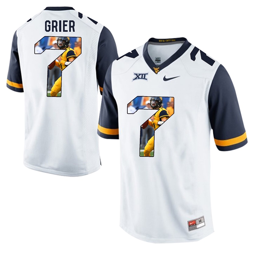 west virginia mountaineers white will grier college football player portrait jersey
