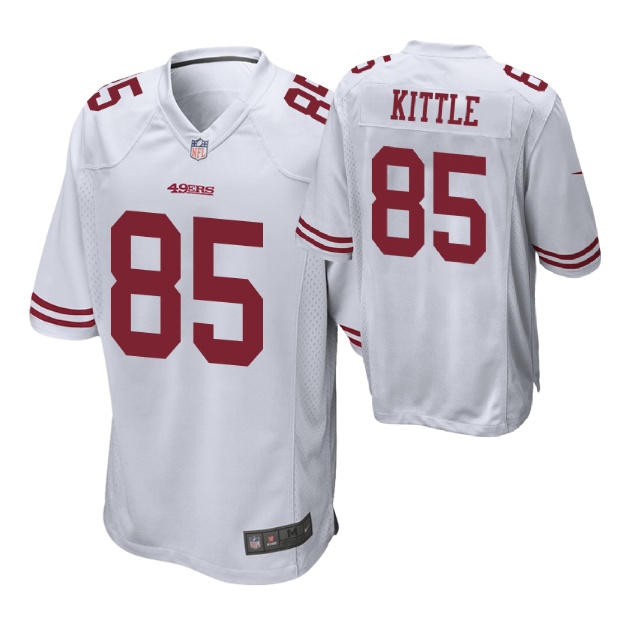 white 85 george kittle game jersey