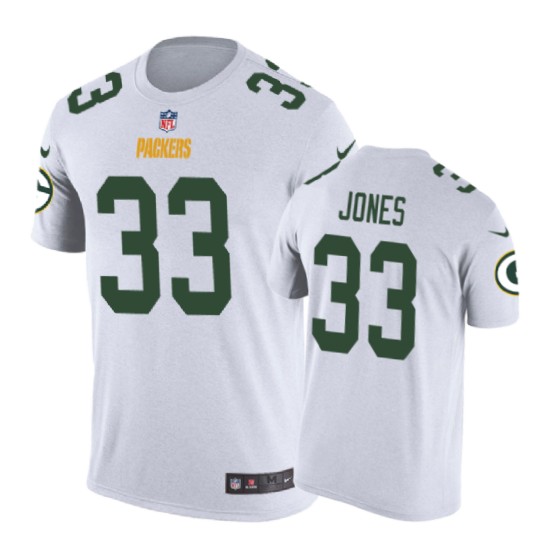 white aaron jones t shirt