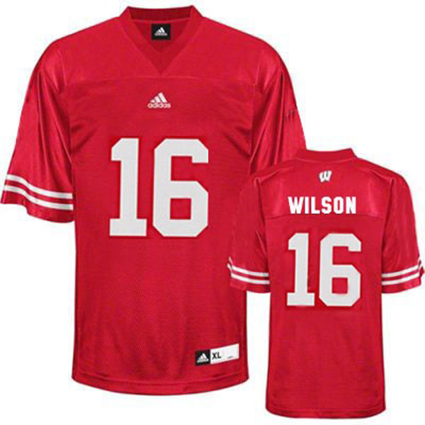 wisconsin badgers 16 russell wilson red football jersey