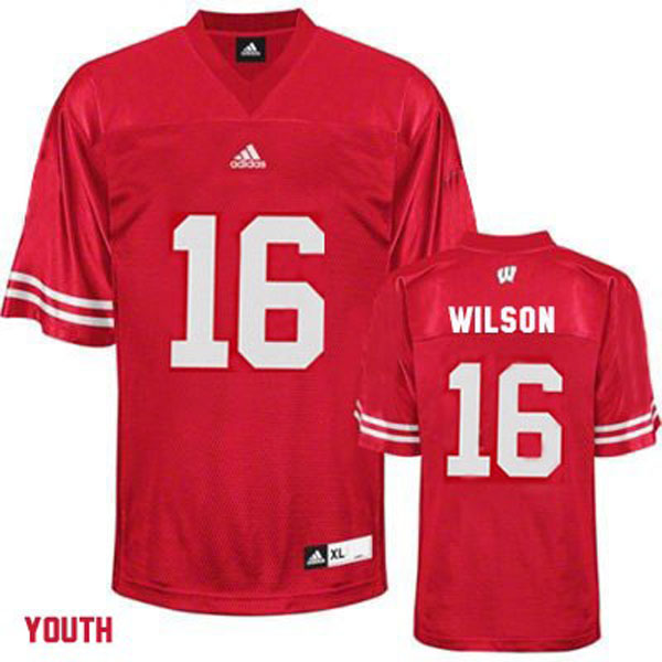 wisconsin badgers 16 russell wilson red football youth jersey