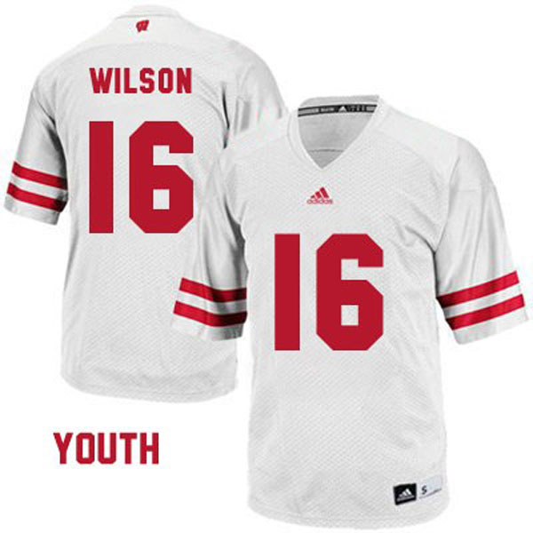 wisconsin badgers 16 russell wilson white football youth jersey