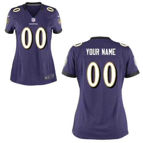 women's baltimore ravens customized game team purple jerseys