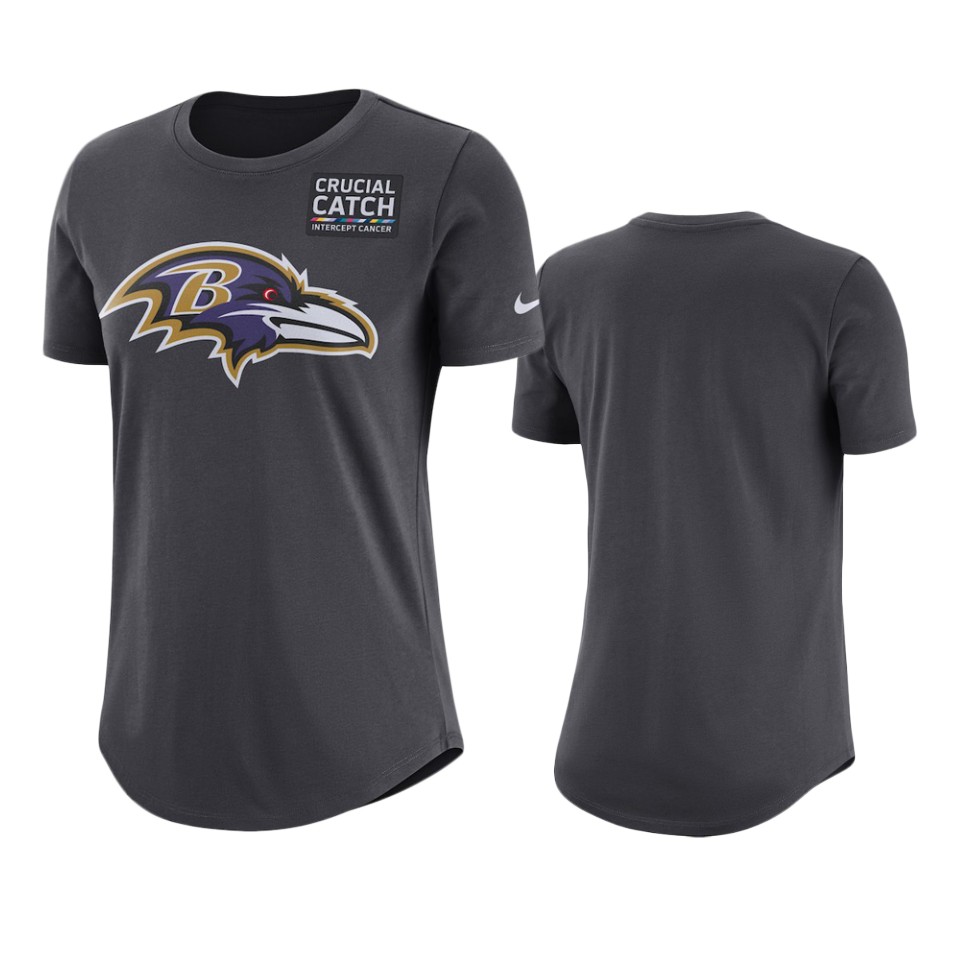 women's baltimore ravens anthracite crucial catch performance t shirt