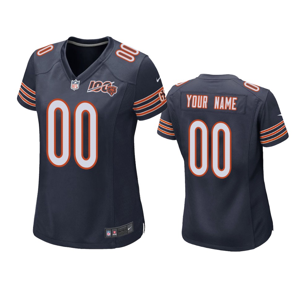 women's bears custom navy 100th season game jersey