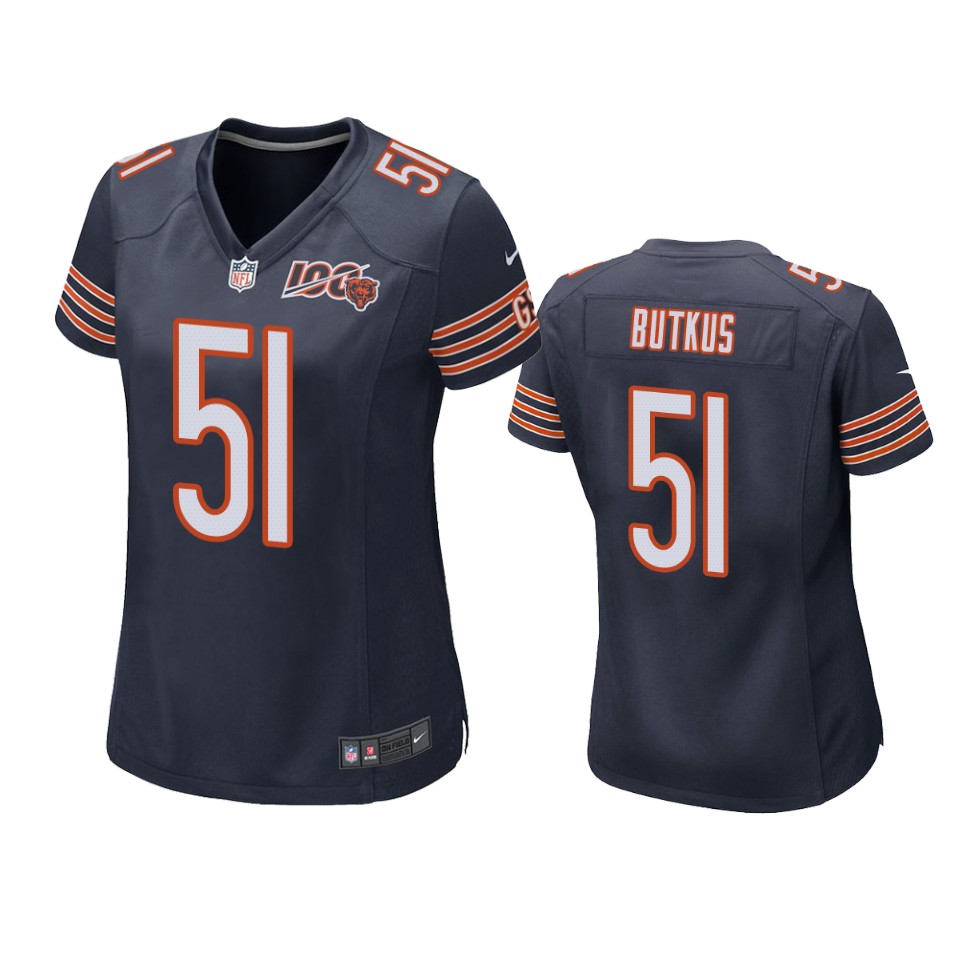 women's bears dick butkus navy 100th season game jersey