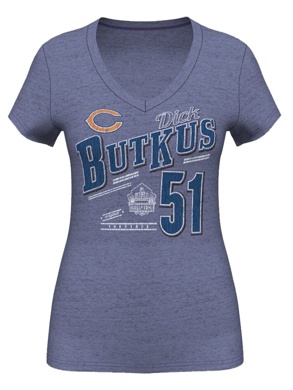 women's bears dick butkus navy blue hall of fame t shirt