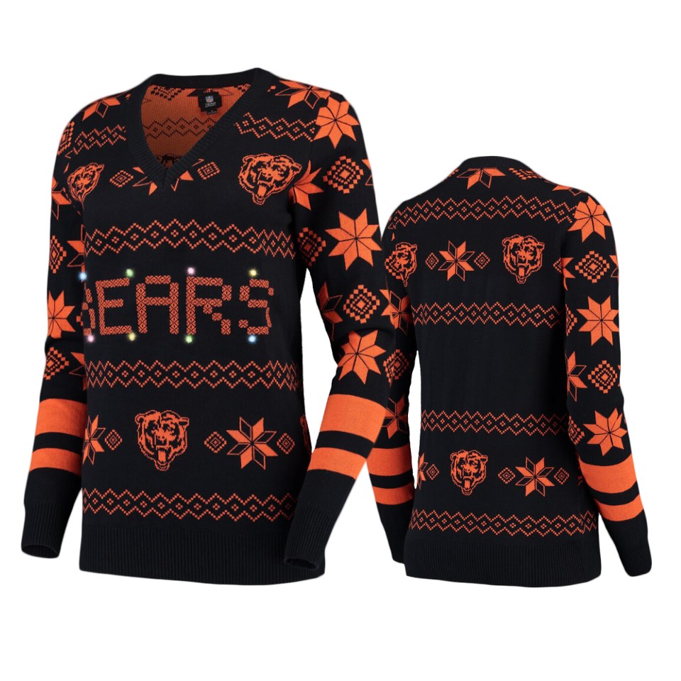 women's bears navy 2019 ugly christmas light up sweater