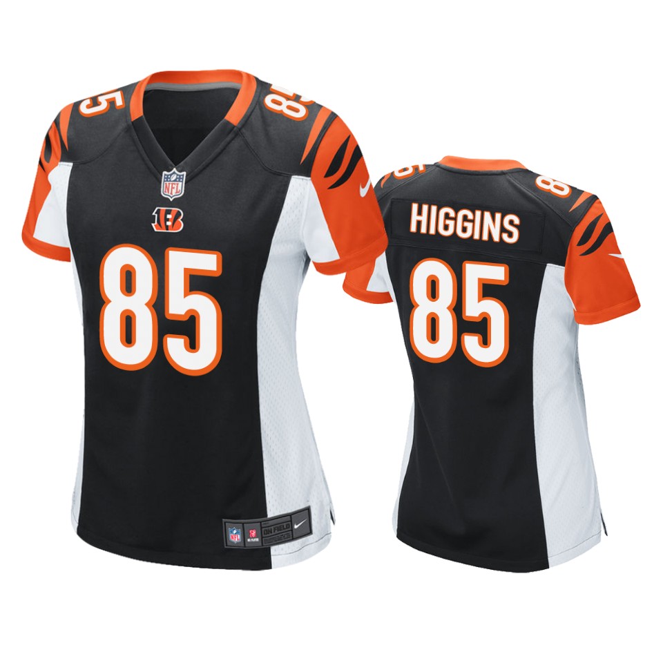 women's bengals tee higgins black game jersey