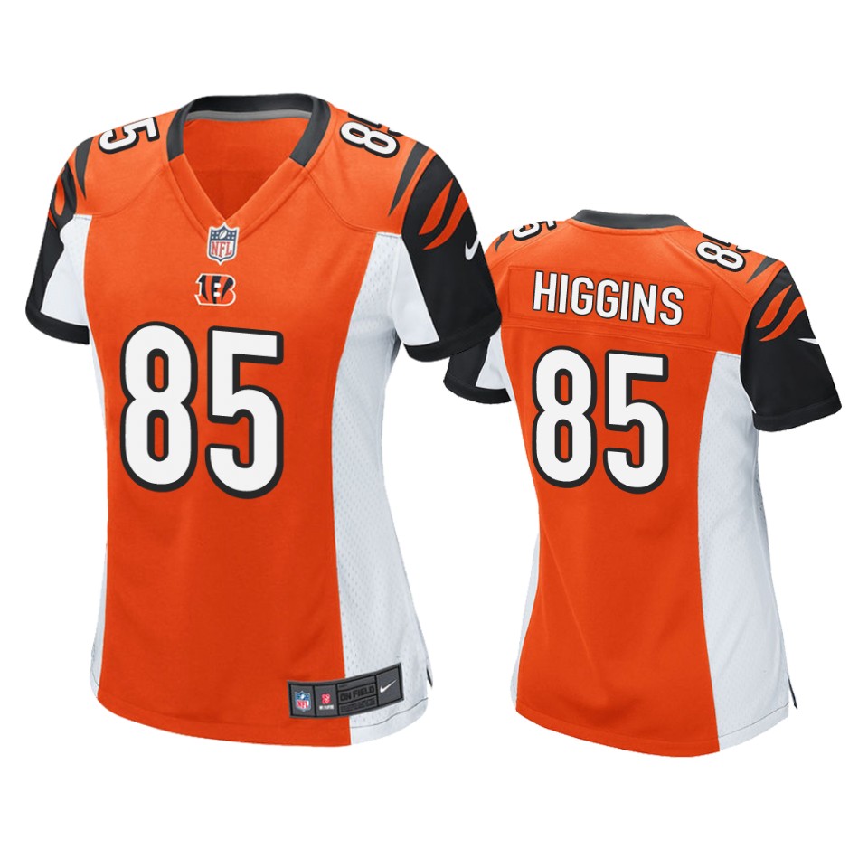 women's bengals tee higgins orange game jersey