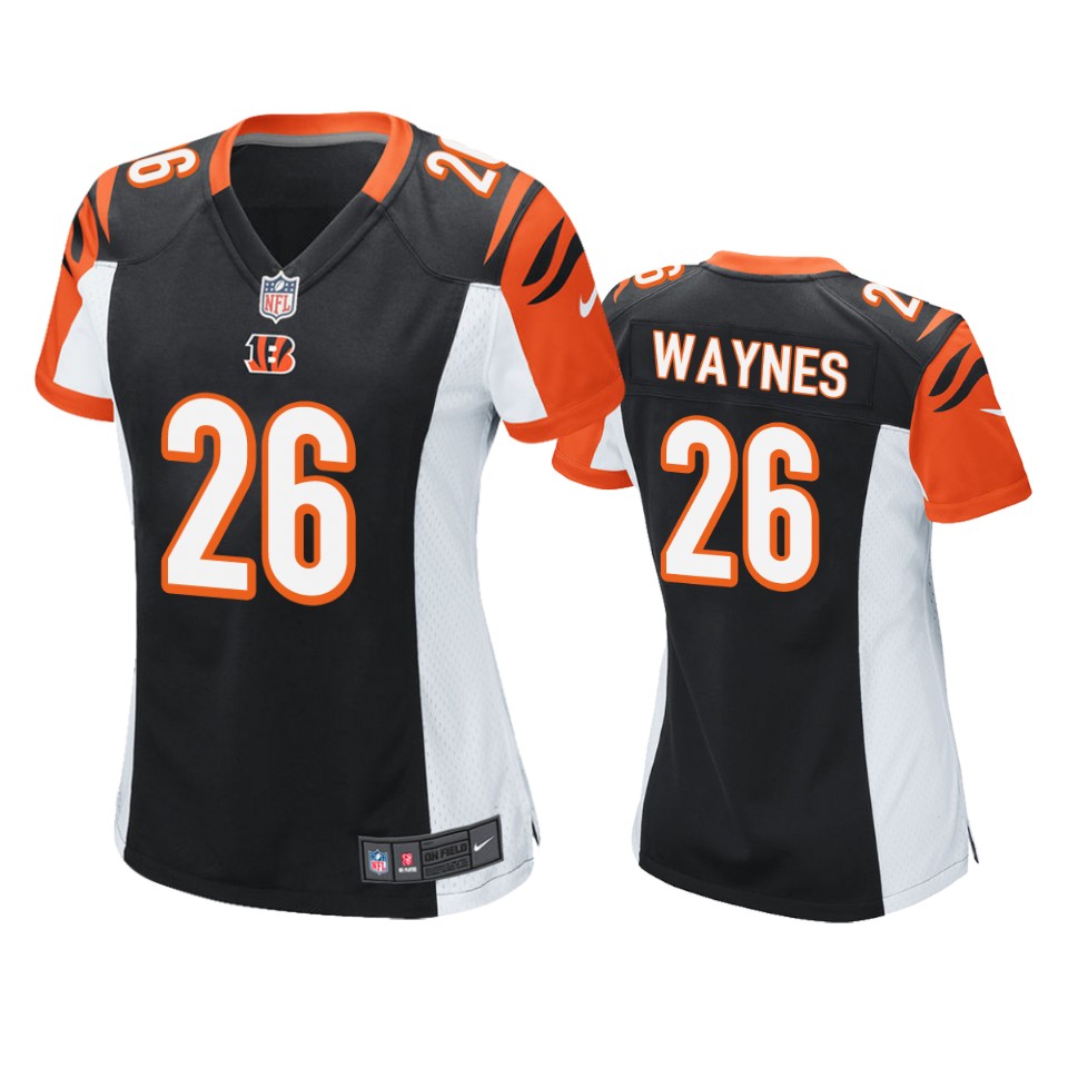 women's bengals trae waynes black game jersey