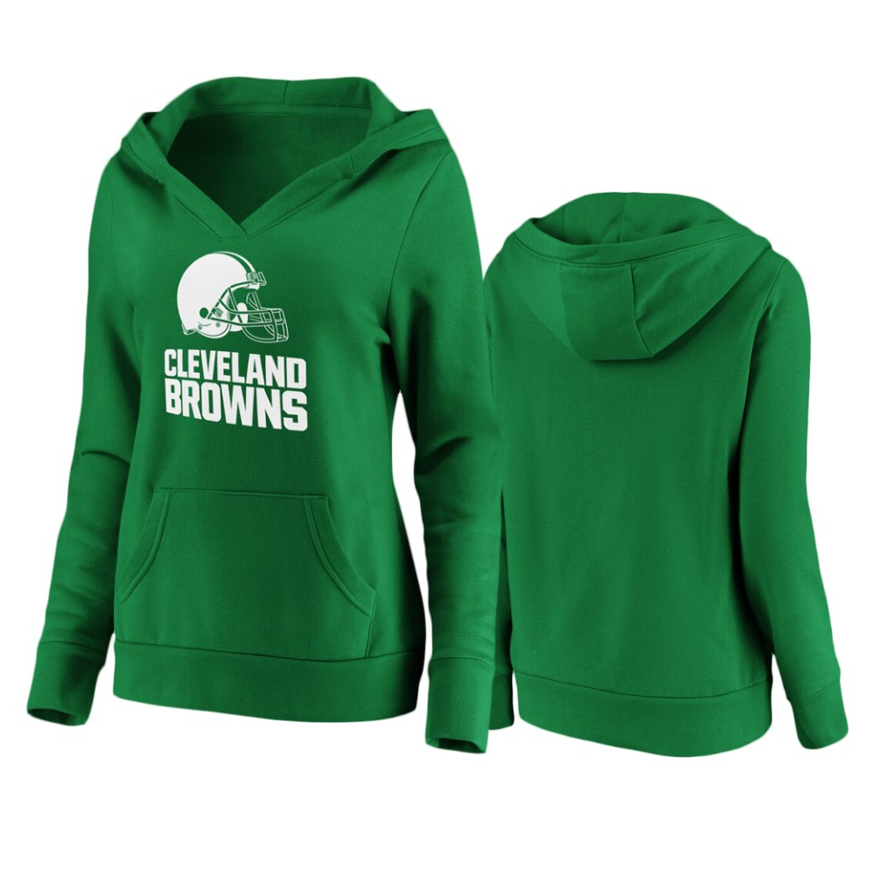 women's browns green st. patrick's day white logo hoodie