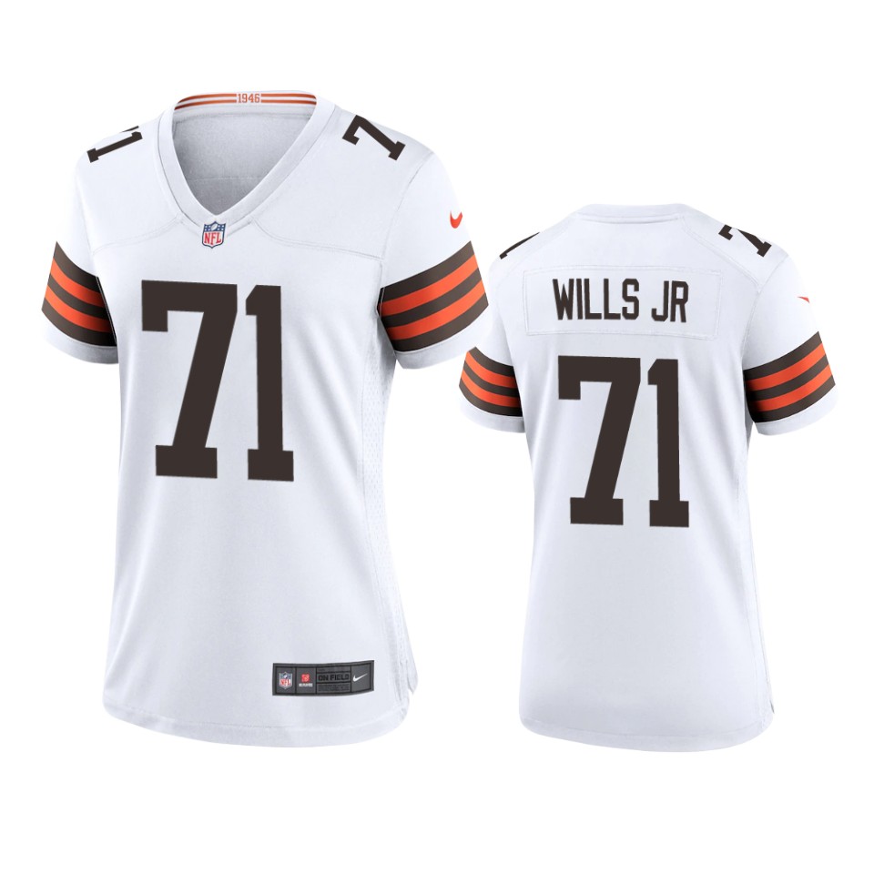 women's browns jedrick wills white game jersey