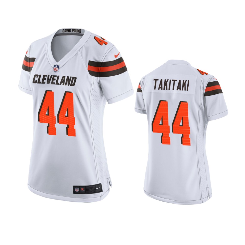 women's browns sione takitaki white game jersey
