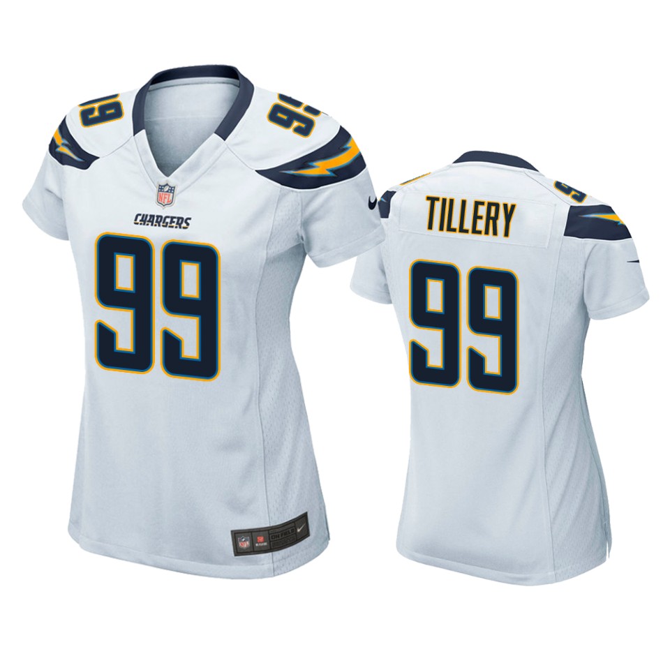 women's chargers jerry tillery white game jersey