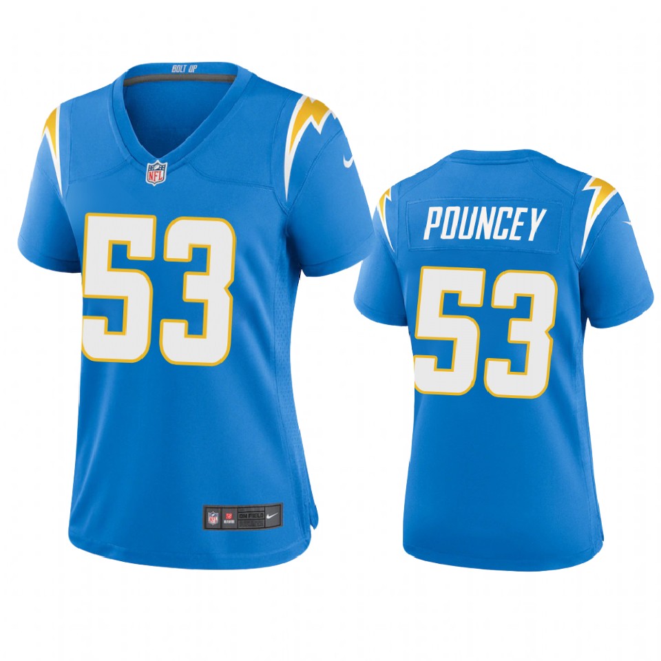 women's chargers mike pouncey powder blue 2020 game jersey