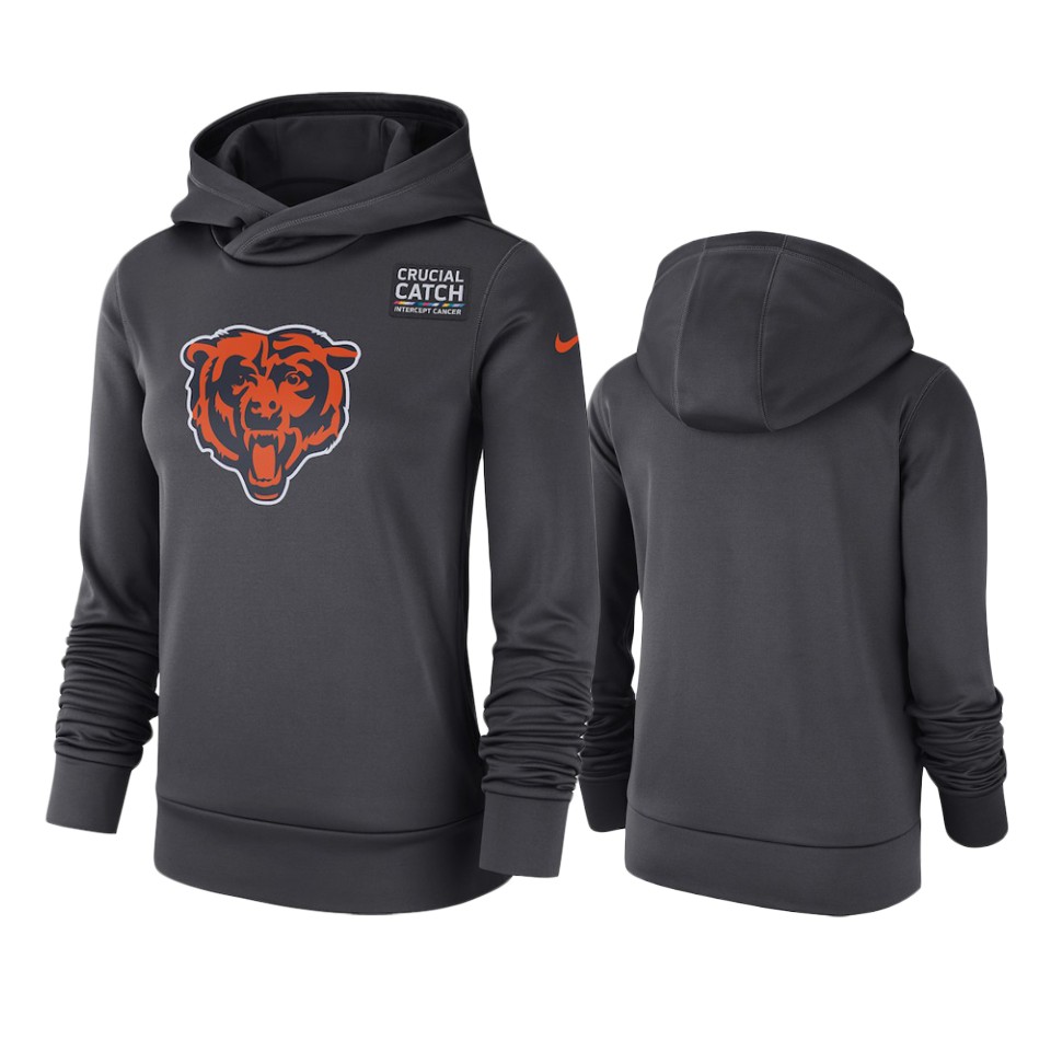 women's chicago bears anthracite crucial catch performance hoodie