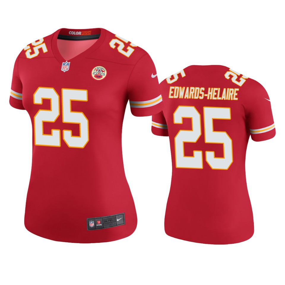 women's chiefs clyde edwards helaire red color rush legend jersey