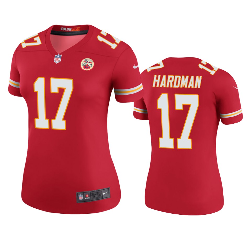women's chiefs mecole hardman red color rush legend jersey