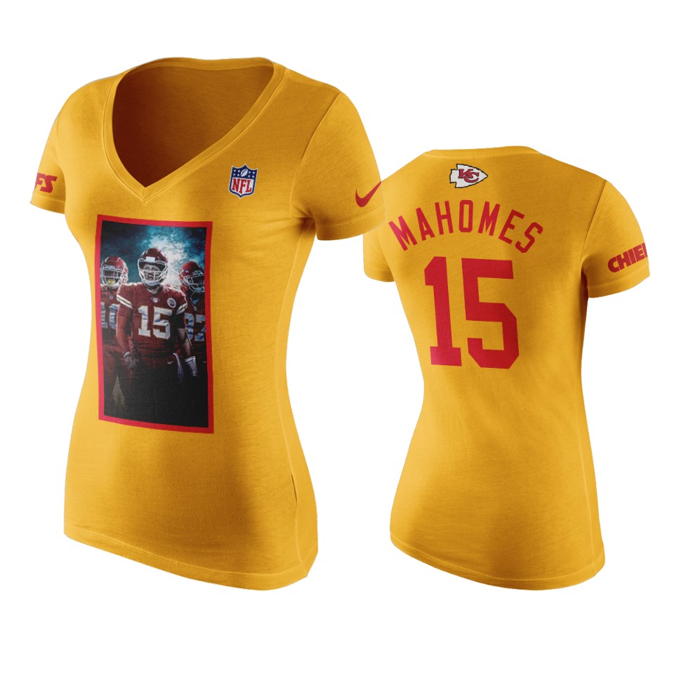 women's chiefs patrick mahomes gold big lead t shirt