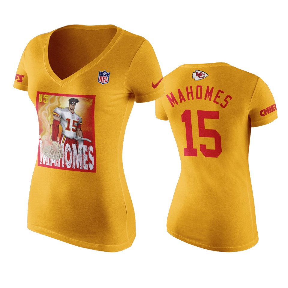women's chiefs patrick mahomes gold comic t shirt