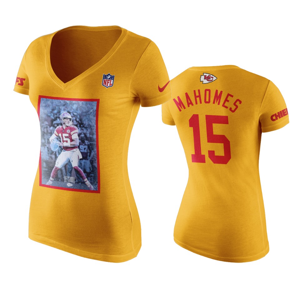 women's chiefs patrick mahomes gold letsroll t shirt