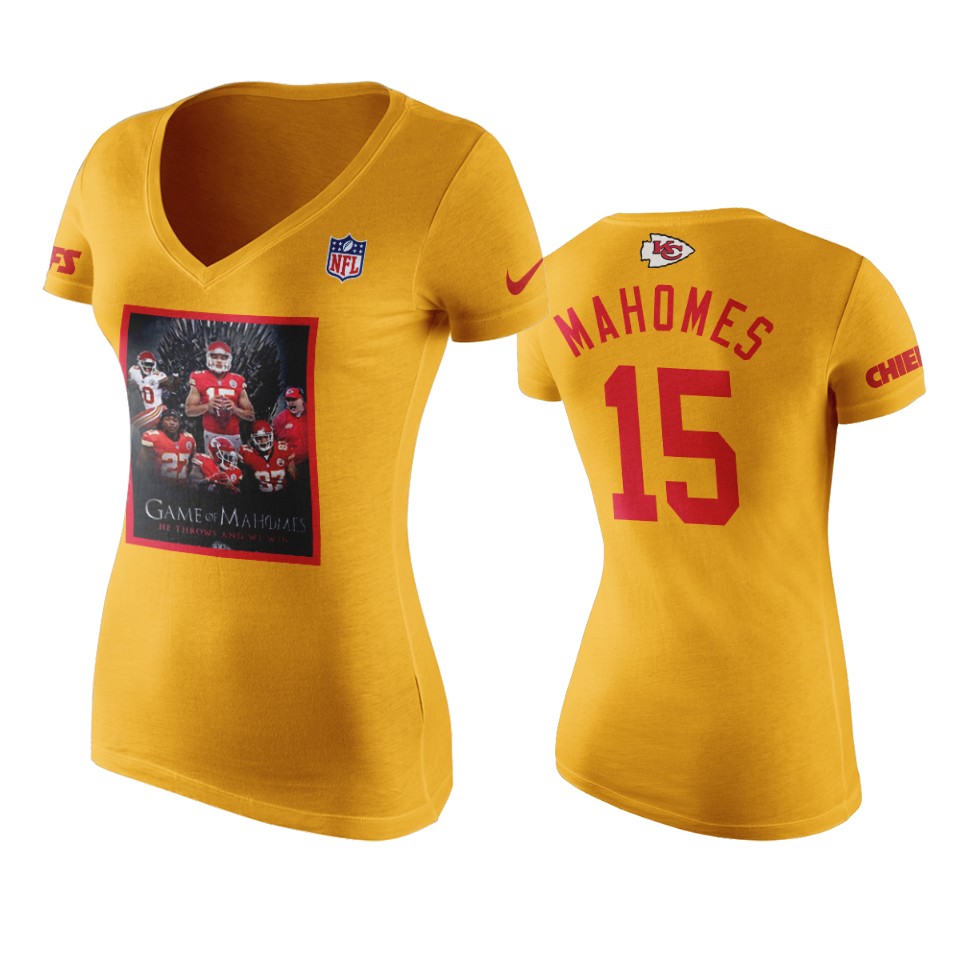 women's chiefs patrick mahomes gold throws and we win t shirt