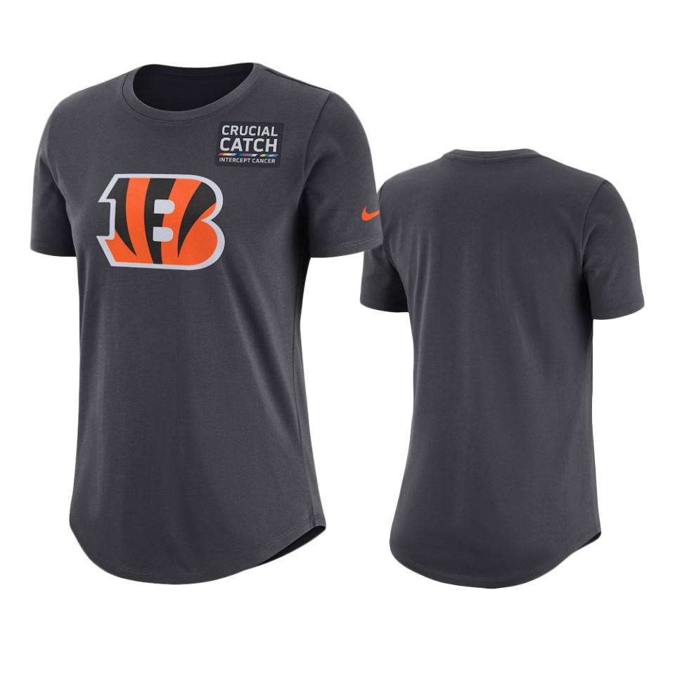 women's cincinnati bengals anthracite crucial catch performance t shirt