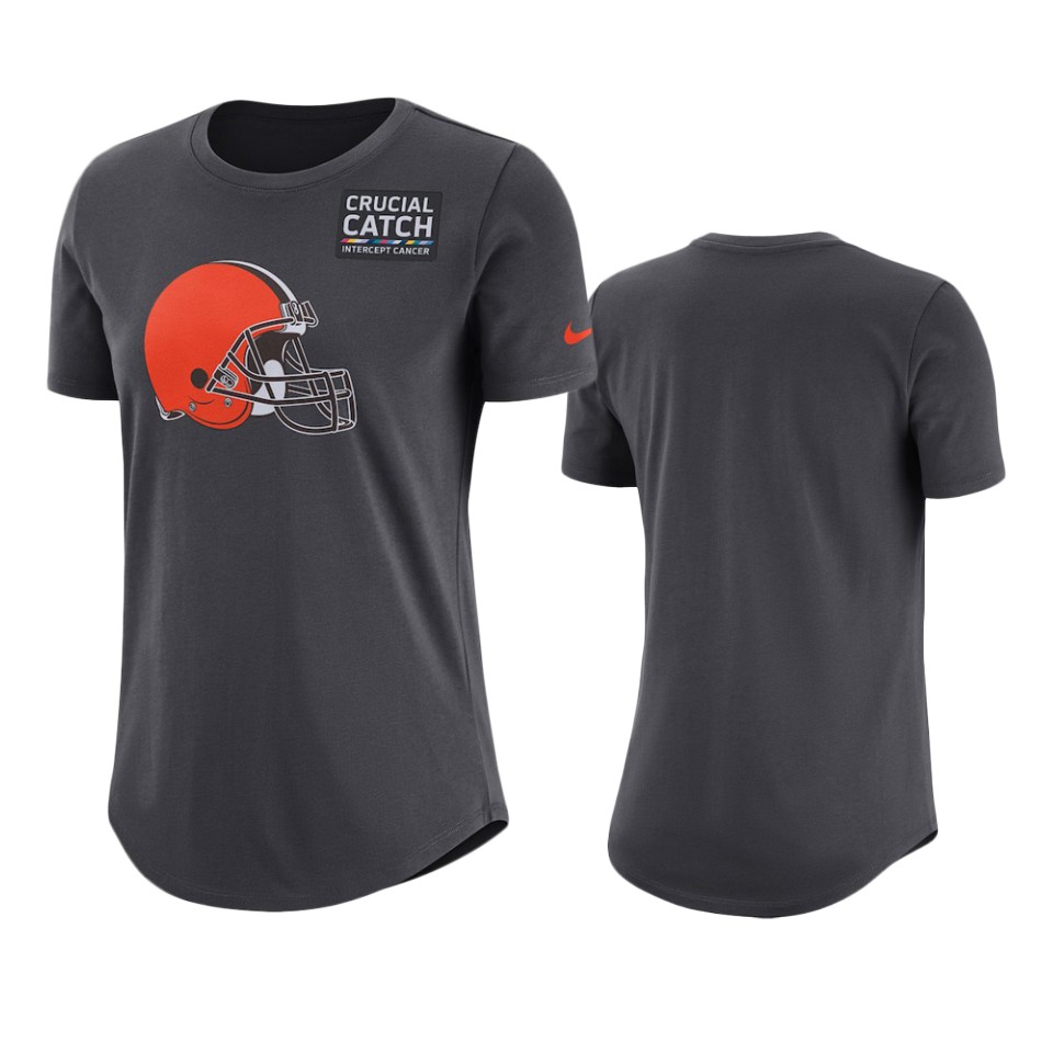 women's cleveland browns anthracite crucial catch performance t shirt