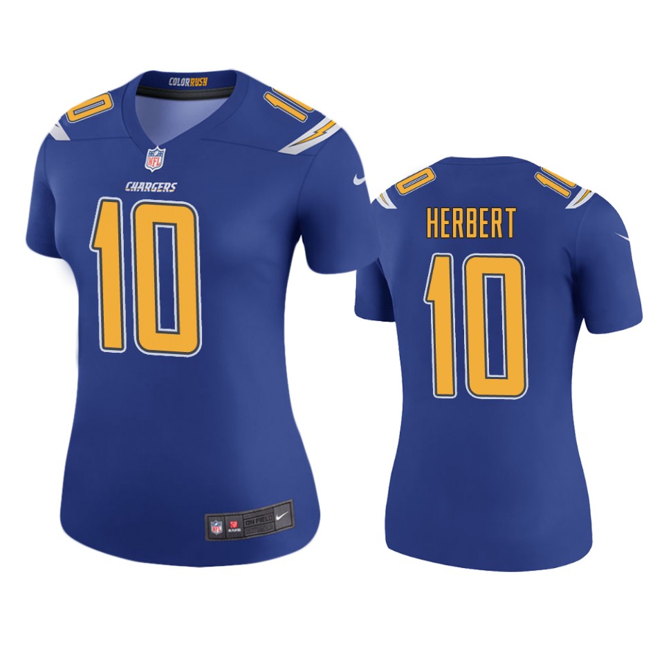 women's color rush legend chargers justin herbert royal jersey