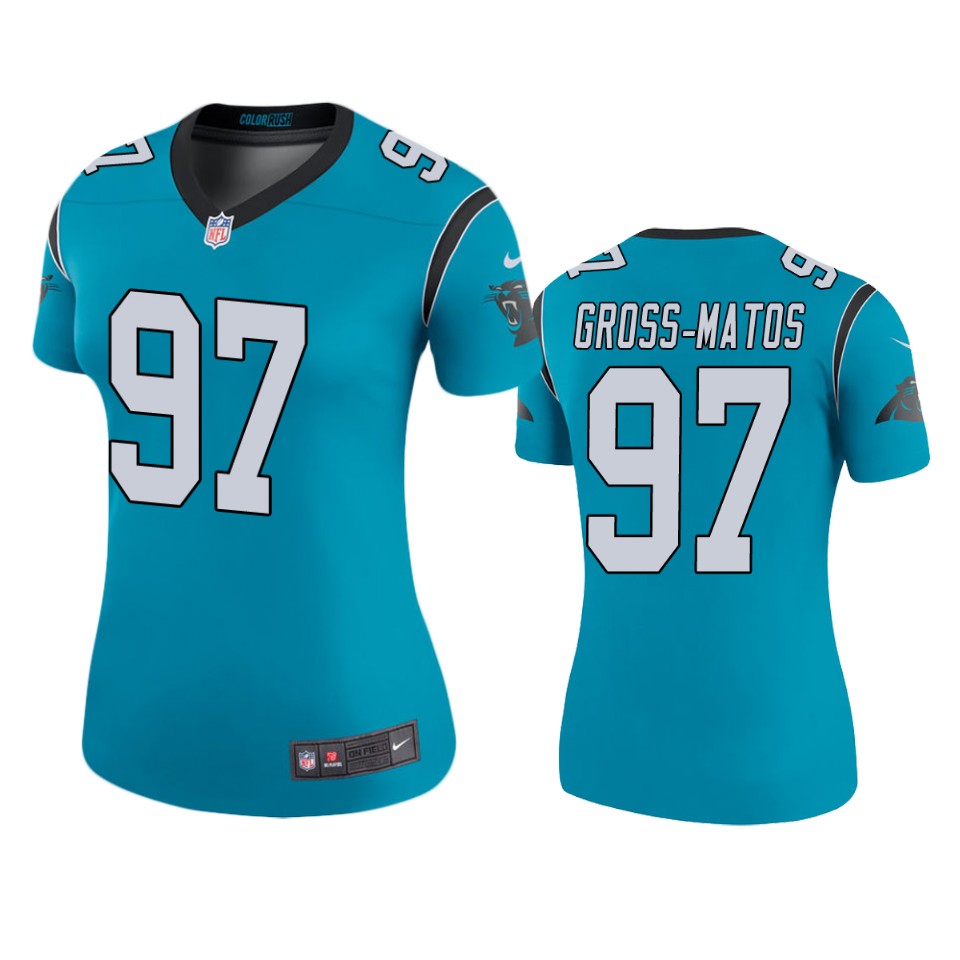 women's color rush legend panthers yetur gross matos blue jersey