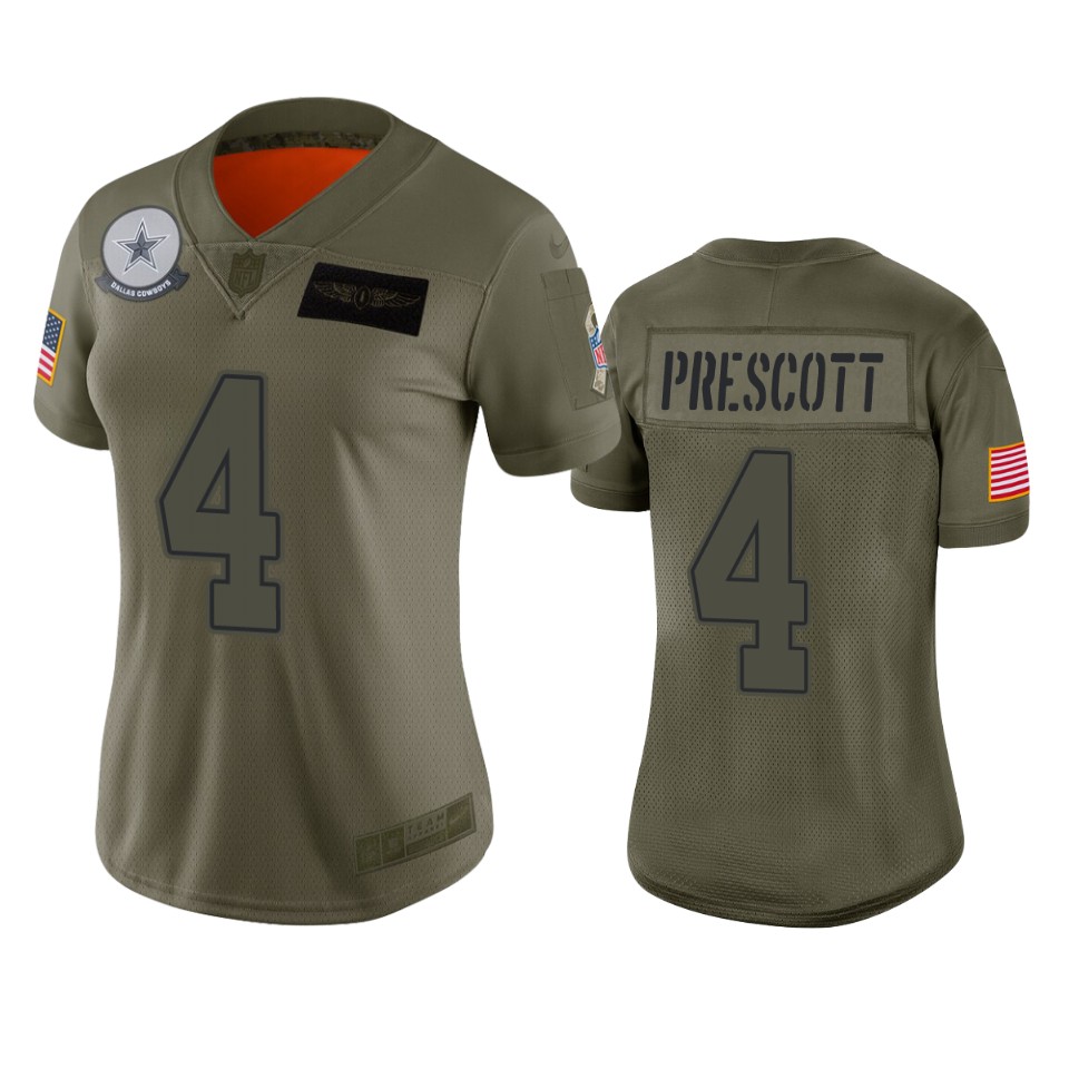 women's cowboys dak prescott camo limited 2019 salute to service jersey