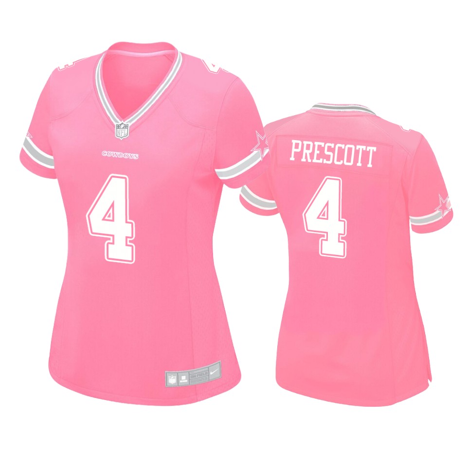 women's cowboys dak prescott pink game jersey