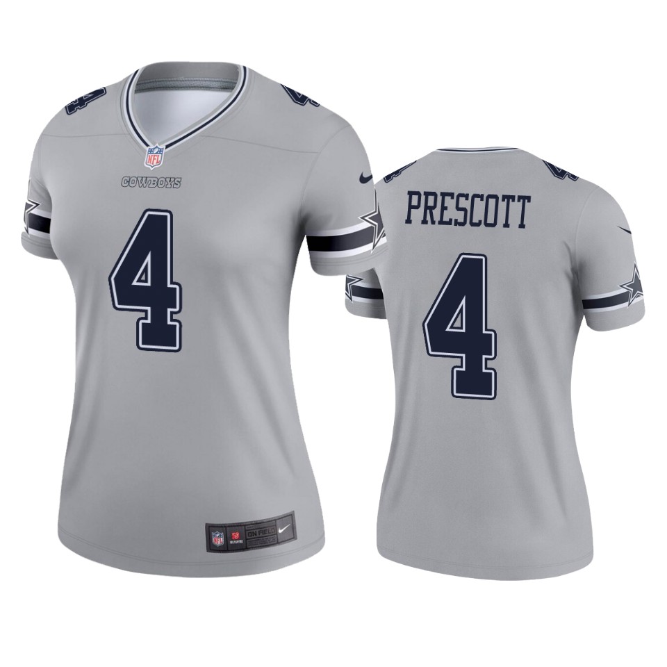 women's cowboys dak prescott silver inverted legend jersey