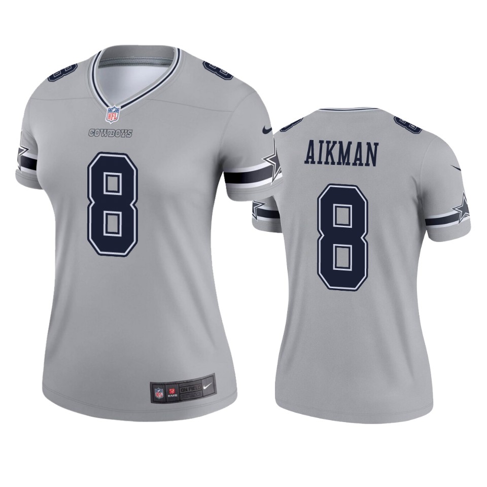 women's cowboys troy aikman silver inverted legend jersey