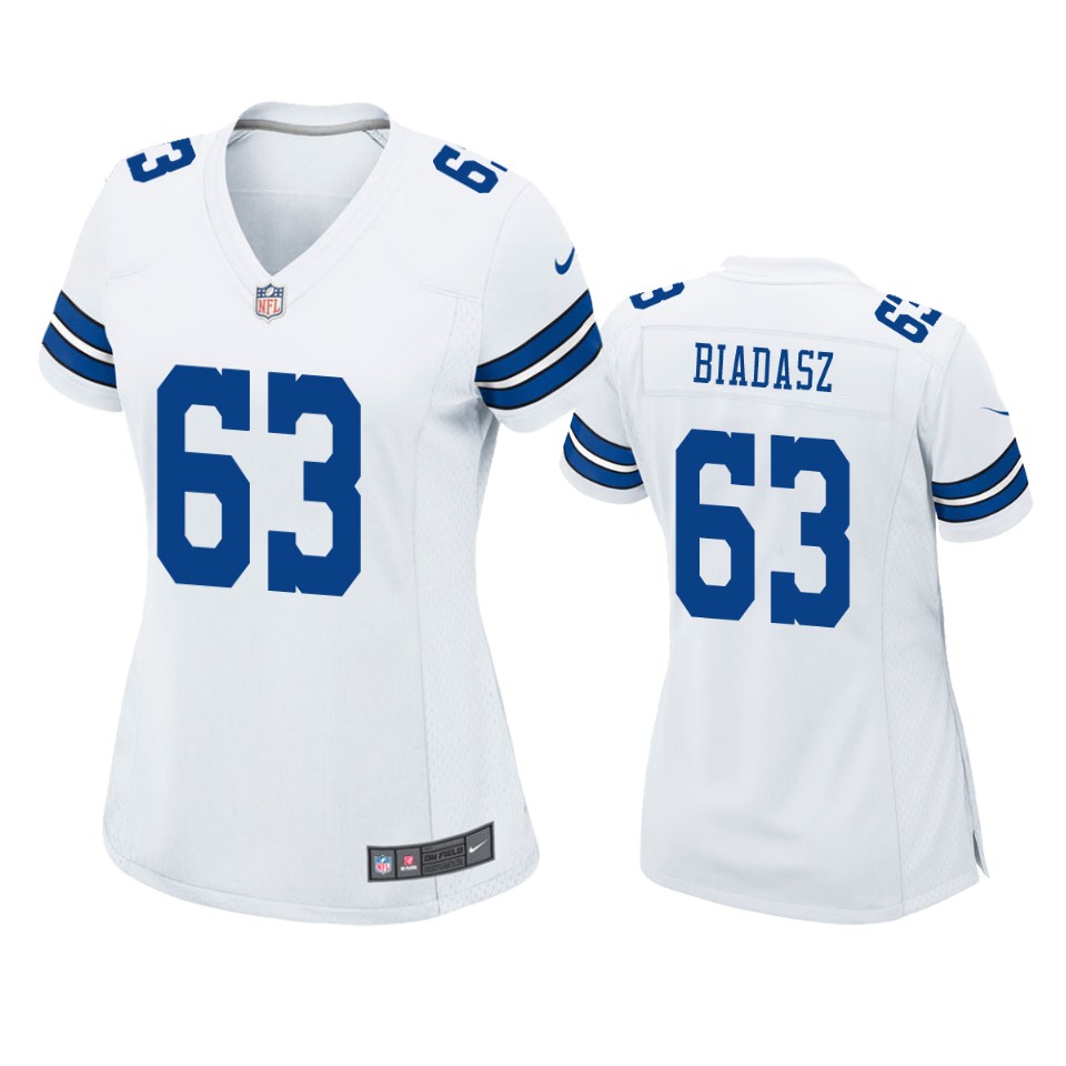 women's cowboys tyler biadasz white game jersey