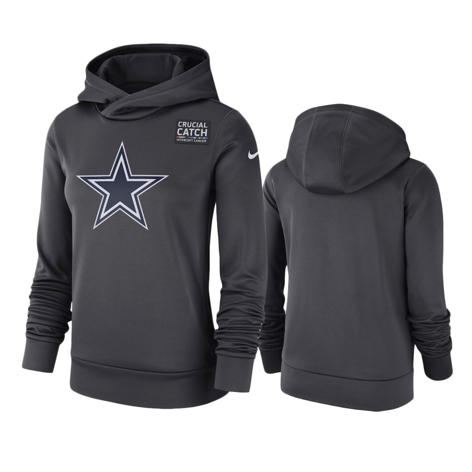 women's dallas cowboys anthracite crucial catch performance hoodie