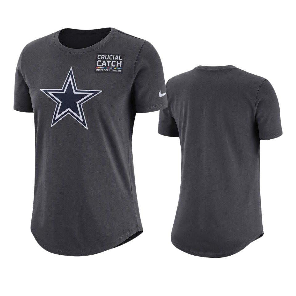 women's dallas cowboys anthracite crucial catch performance t shirt