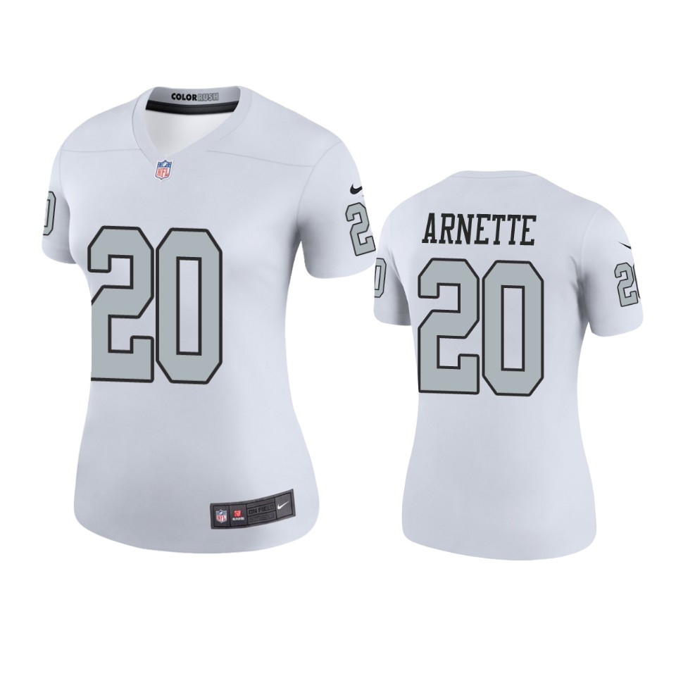 women's damon arnette raiders white color rush legend jersey