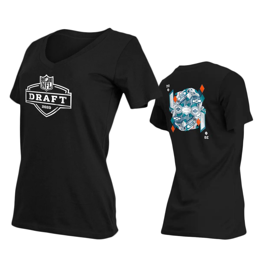 women's dolphins black 2020 nfl draft card t shirt