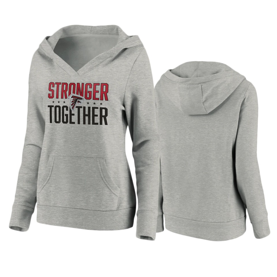 women's-falcons-heather-gray-stronger-together-crossover-neck-hoodie