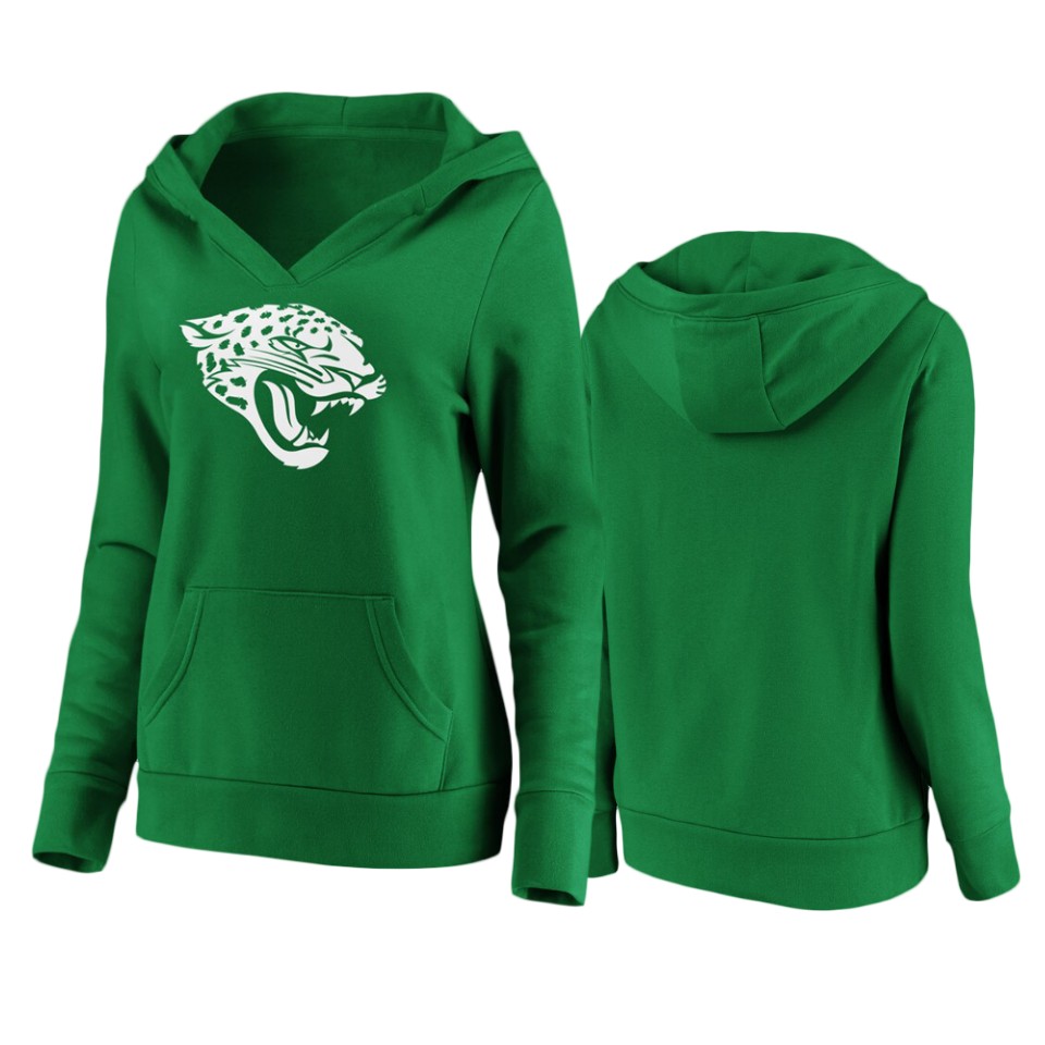 women's jaguars green st. patrick's day white logo hoodie