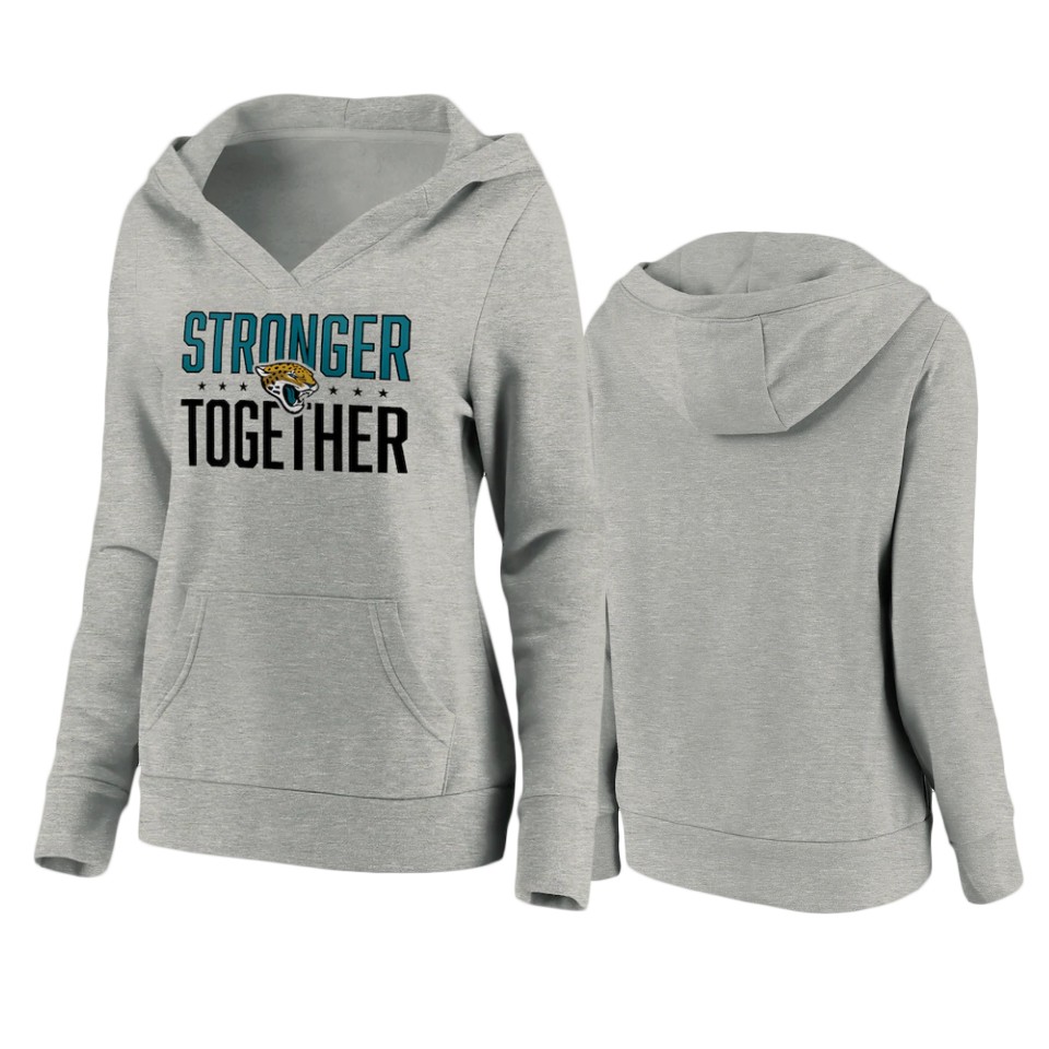 women's jaguars heather gray stronger together crossover neck hoodie