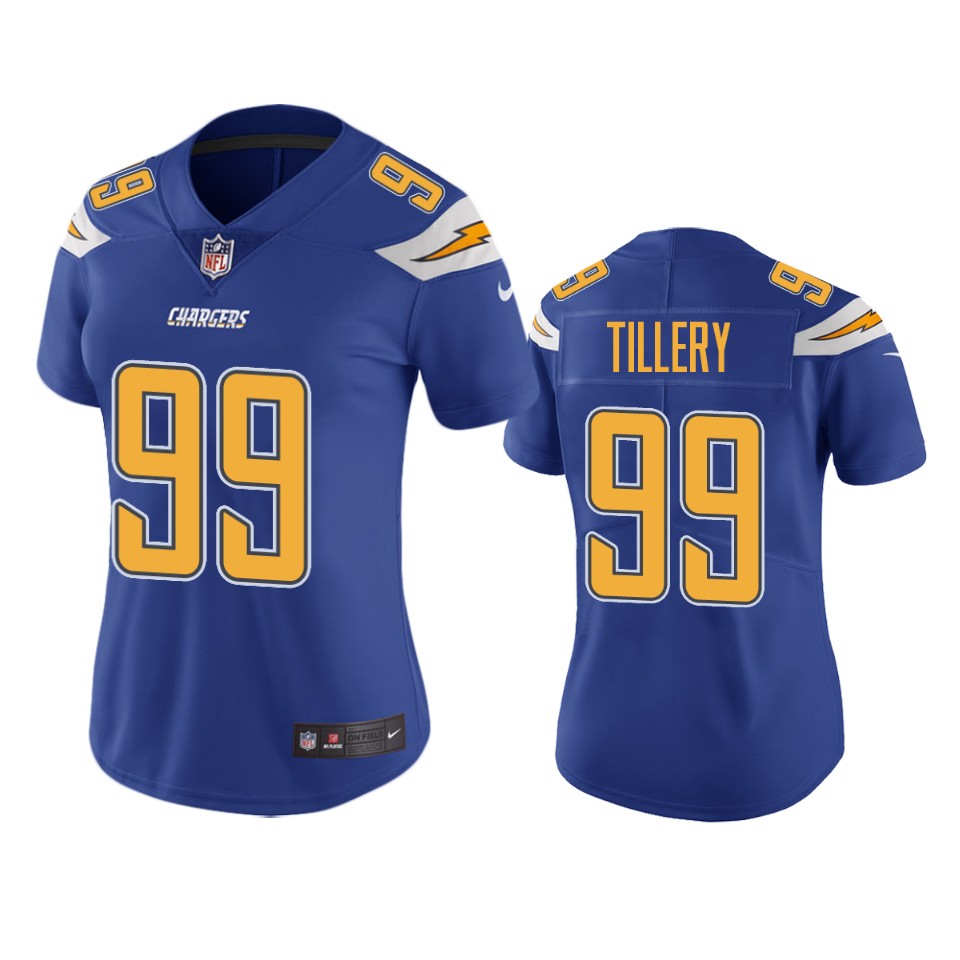 women's jerry tillery chargers royal color rush limited jersey