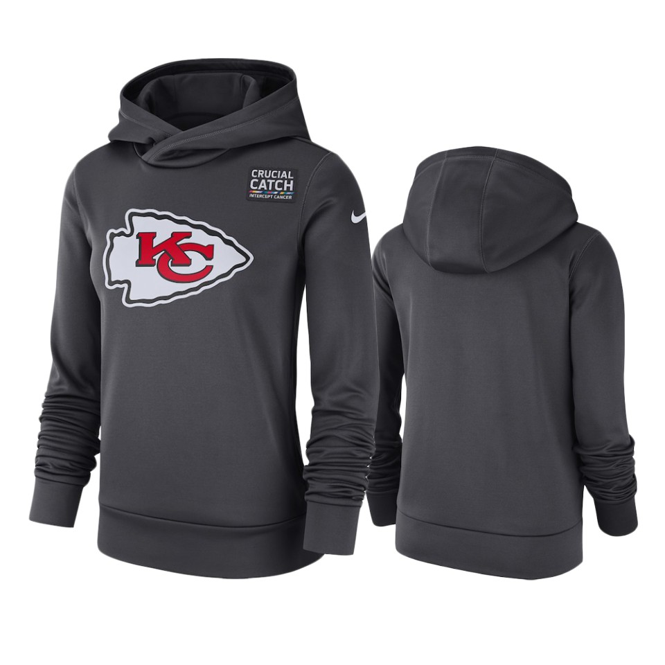women's kansas city chiefs anthracite crucial catch performance hoodie