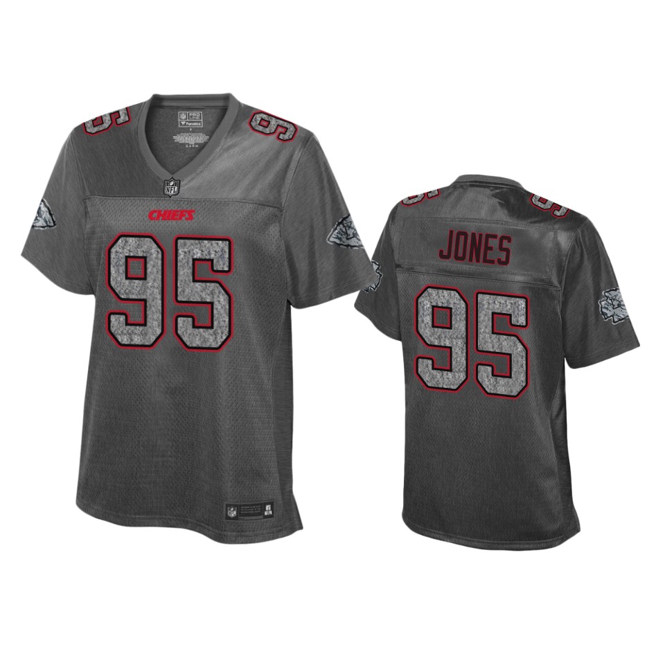 women's kansas city chiefs chris jones heather charcoal static fashion jersey