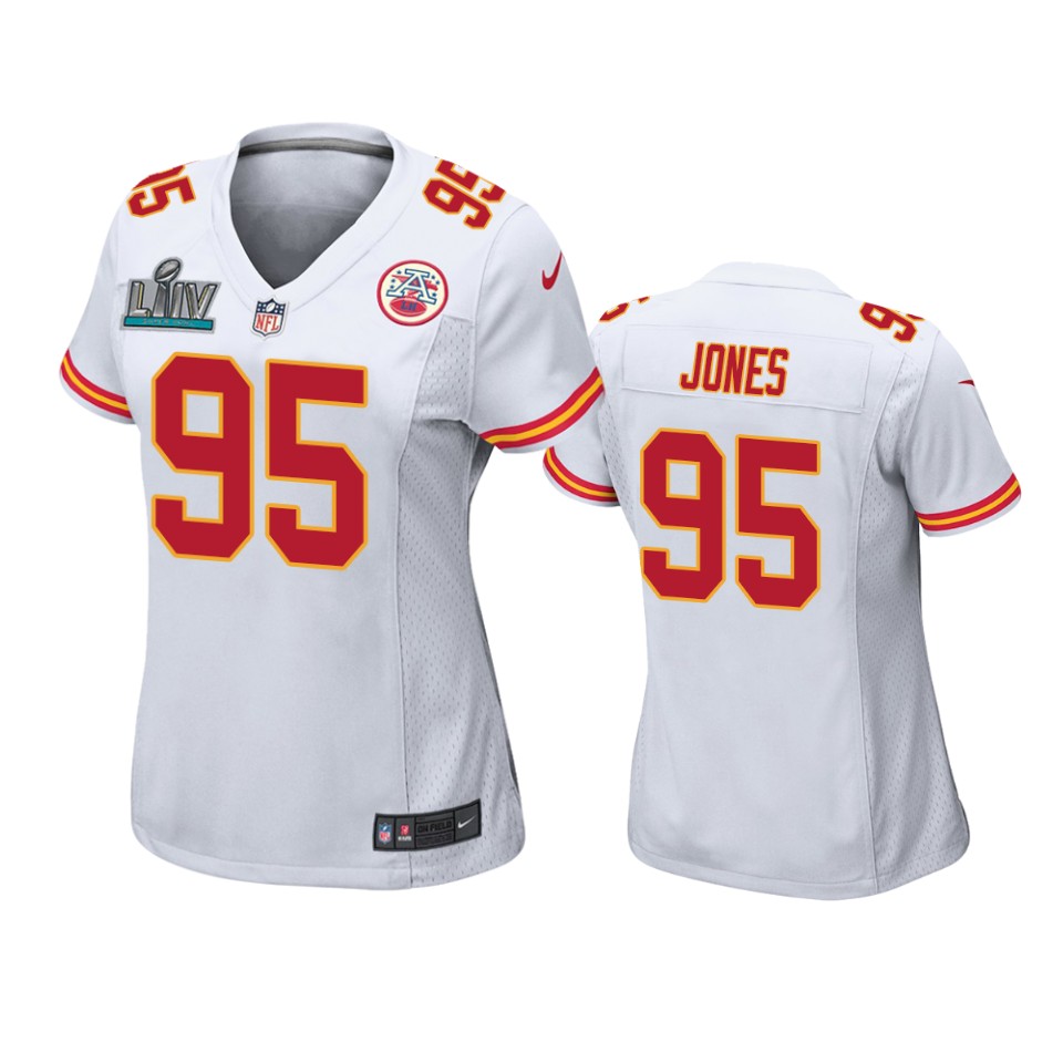 women's kansas city chiefs chris jones white super bowl liv game jersey