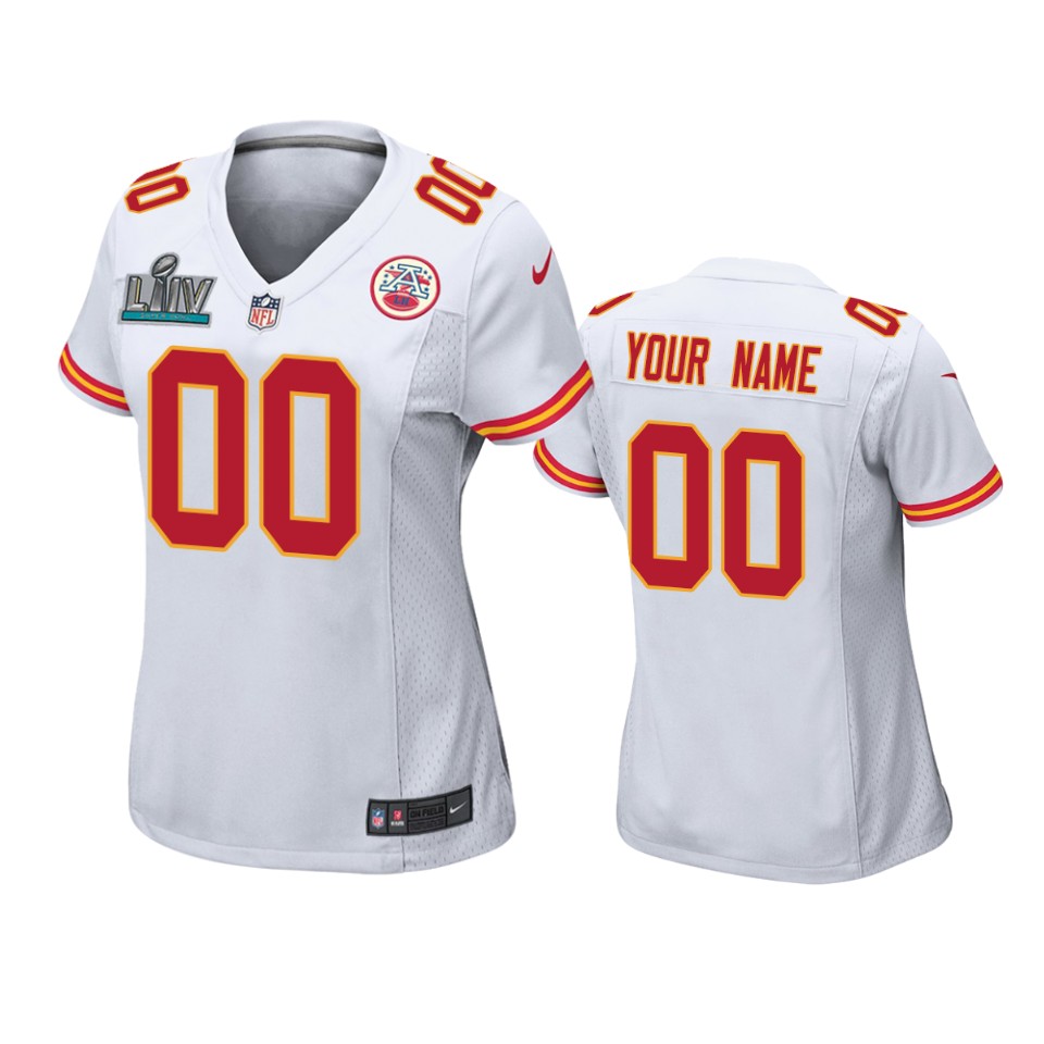 women's kansas city chiefs custom white super bowl liv game jersey